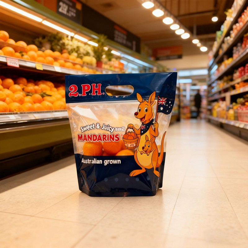 Saco com zíper autônomo respirável para frutas frescas