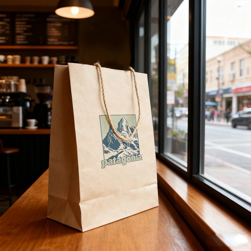 Sacola para presente de papel Kraft com corda de papel